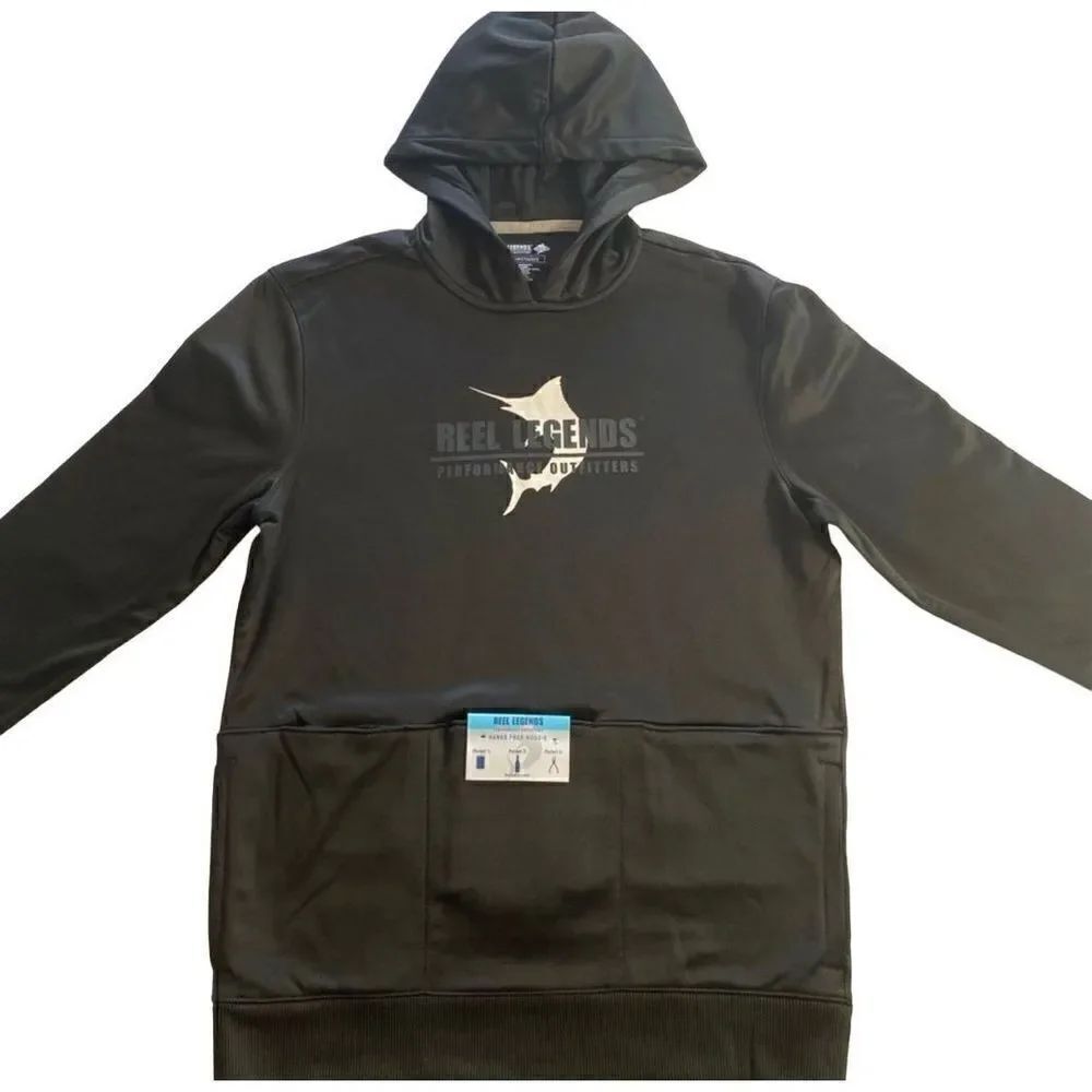 REEL LEGEND Men’s MEDIUM Black Hands Free Hoodie